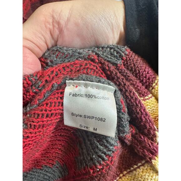 Elan Sweater Womens M Cardigan Western Duster Aztec Bohemian Pockets Red A10 - Picture 3 of 6